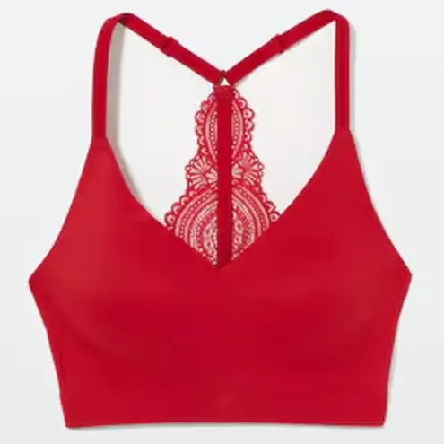 Soma Enbliss Racerback Bralette Women XL Red Lace Back Wireless Feminine Comfort