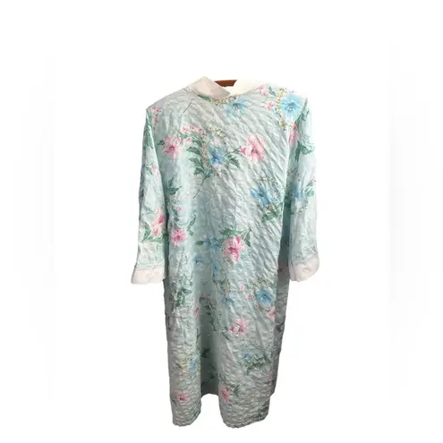 VTG 80s Light Blue Floral Cotton Kimono Size L Size L