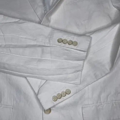 Perry Ellis Unisex Linen-Blend Suit Jacket Blazer White Minimalist Size 38