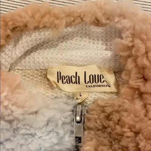Peach Love California NWT! PEACH LOVE 1/2 Zip Sherpa Fleece Tie Dye Blue