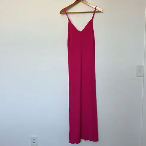 Freshman 1996 Ribbed Knit Tank Dress Fuchsia Pink Midi Bodycon Size Medium Pink