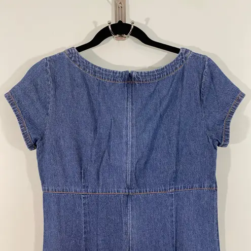 Boston Proper Vintage Denim Square Neck High Waist Short Sleeve Maxi Dress Sz 6 - Image 6