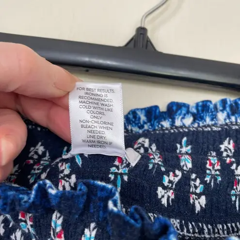 Westport Midi Skirt Boho Hippie Blue Paisley Tie Dye Crochet Trim ~ Size S