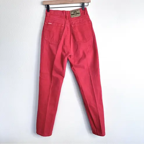 Jordache Vintage 100% Cotton Rare Red Hi Rise Wedgie Western Jeans Sz 7/8 23”