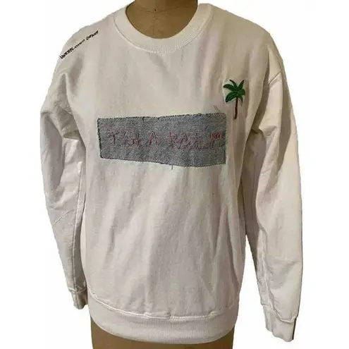 Unemployed Denim Isla Palm Sweatshirt Size Small White