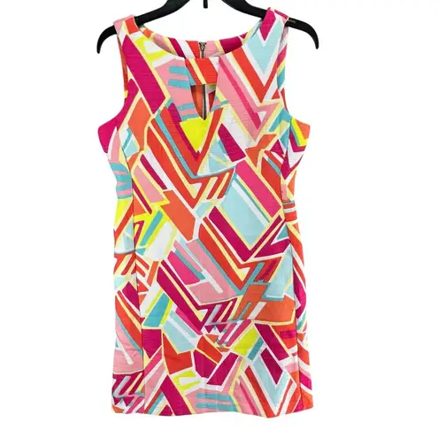 Ronni Nicole Sheath Dress Womens 6 Multicolor Geometric Sleeveless Mod Retro