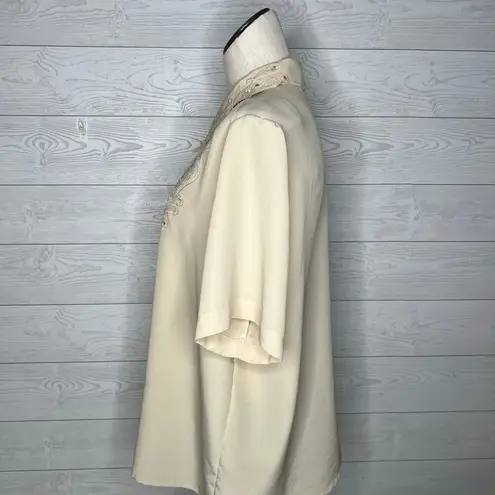 Ship 'N Shore vintage ecru embroidered blouse Size 14