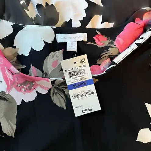 Charter Club Dress. Black Multi Floral. NWT. Size XL