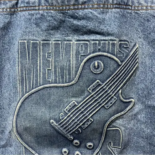 Tyca Large Denim Tote Bag Memphis Blues Embossed Denim Med Blue 19" x 21.5"