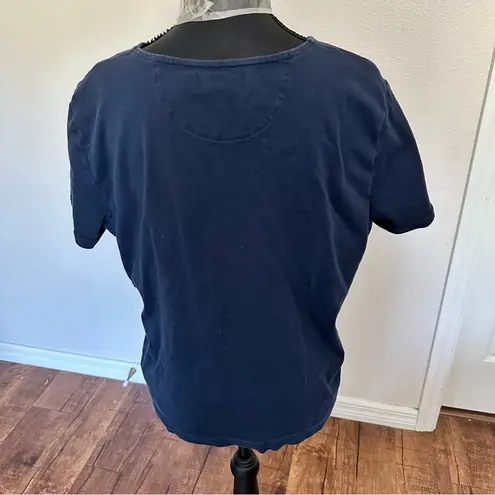 Lauren Ralph Lauren Blue Fitted Buttoned Polo Tee XL