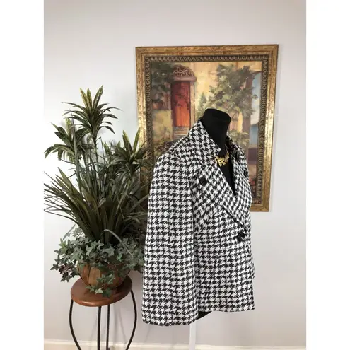 Kasper Women’s Houndstooth Blazer Jacket 6 Black White Dressy Career One Button