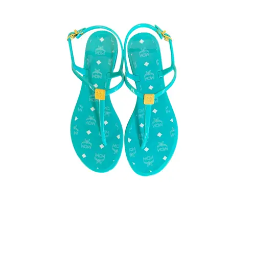 MCM NIB Monogram Jelly Sandals in Ceramic Size 38