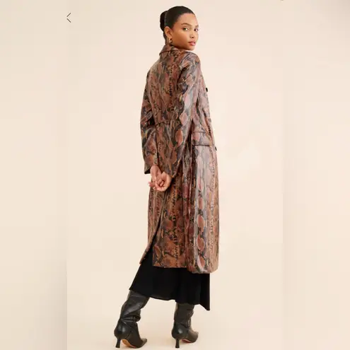 Avec Les Filles Brown Snake Print Trench Coat - Size Small 🤎🖤🤎