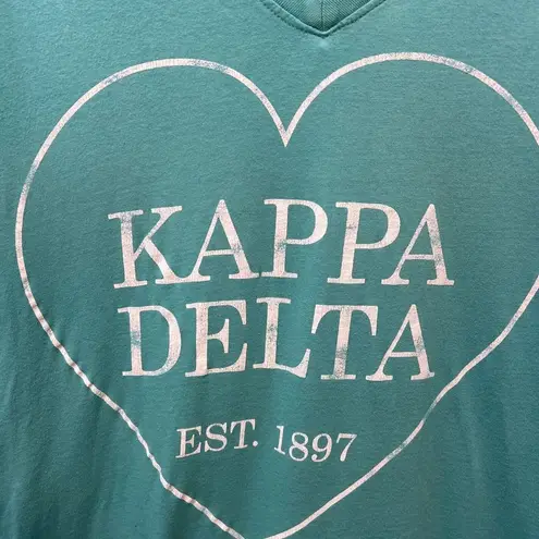 Kappa Delta Sorority V-Neck Graphic Cotton T-Shirt Teal Women’s Small Unique