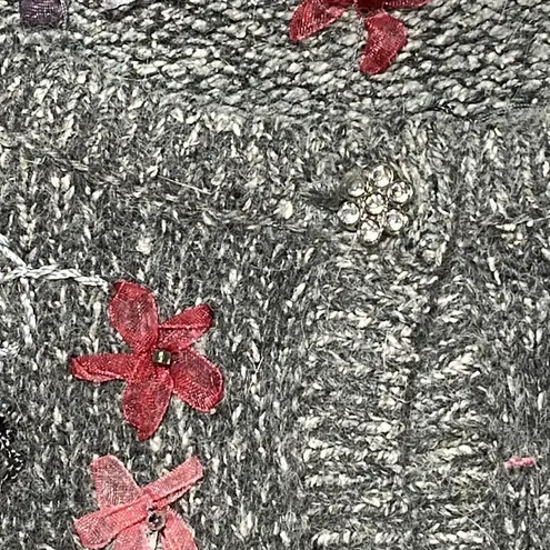 Christopher & Banks Silk & Angora Embroidered Cardigan Size L