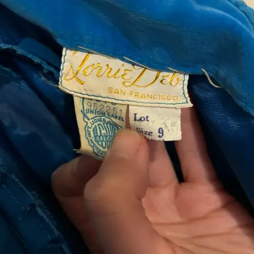 Circa 1960's Lorrie Deb blue velvet short sleeve dress Size 4