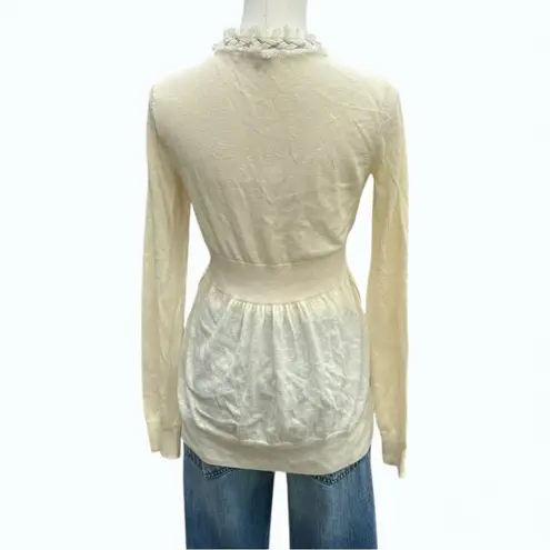 Rebecca Taylor Wool Blend Braided Trim Frizz Collar Cardigan Sweater S - Image 3