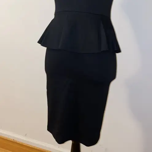 Alice + Olivia Bateau Neckline Peplum Towork Mini Black Dress Size 2