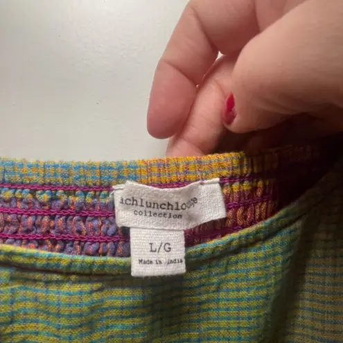 BeachLunchLounge Women’s Beach Lunch Lounge Plaid Midi Sundress Colorful Flowy Beach Dress Size L