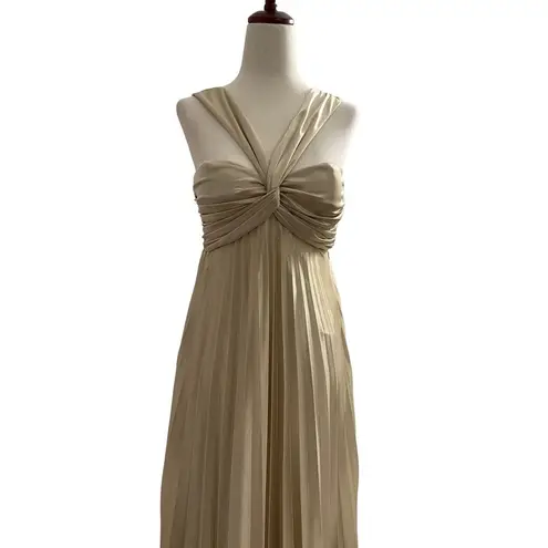 City Triangles  Ivory Pleated Maxi Dress Sleeveless Size 3 Juniors Flowy #2