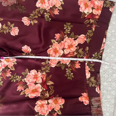 Johnny Was New! Winonna Silk Easy Pants Burgundy Floral Pull On Pants Size XL
