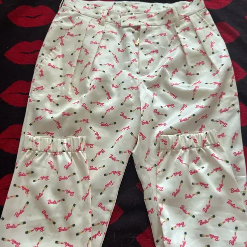 Barbie Japan lipstick pink white high waisted pants M Size M