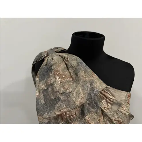 Donna Karan One-Shoulder Metallic Jacquard Gown Gown US 6 NWOT