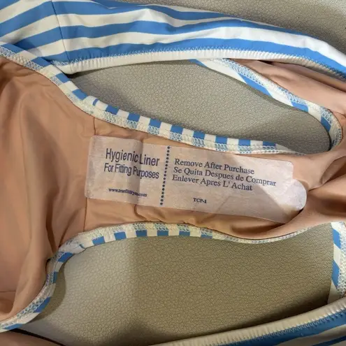 J Crew Bikini Bottoms Womens XL Blue White Stripe Swim