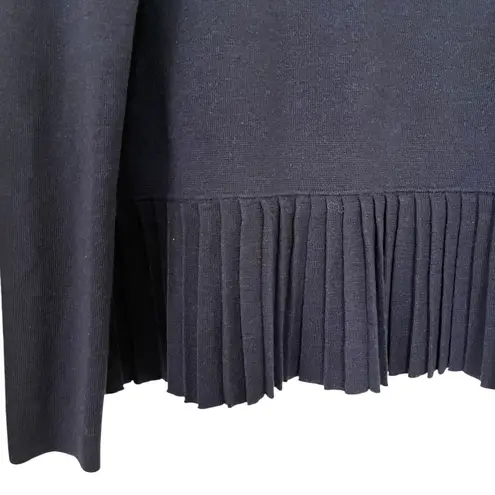 Paule Ka Navy Blue Wool Pleated Button Front Belted Cardigan Sweater Size XL