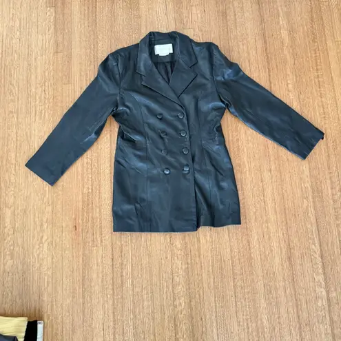 Vintage Margaret Godfrey Leather Jacket Size 14 Blazer Dressy Career Black