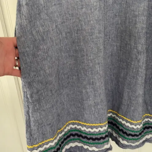 For Cynthia Sleeveless Linen Blend A-Line Shift Dress Rickrack Lagenlook Size PM