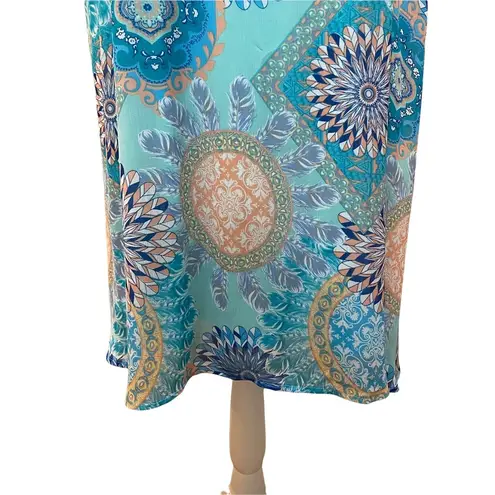 Bo Bel Swing Casual Printed Dress Aqua Blue Size Medium
