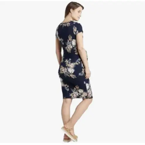 Isabel by Ingrid & Isabel Navy Blue Floral Bodycon Maternity Dress Size Small