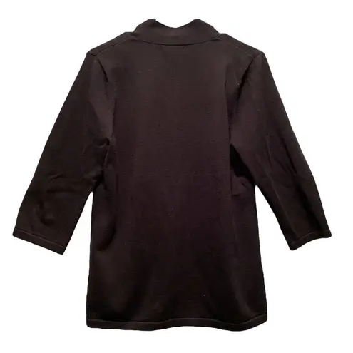 Christopher & Banks Black Open Cardigan w/Stitched White Flowers Medium