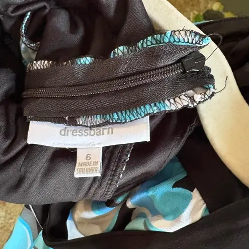 Vintage Y2K Dressbarn blue white black retro floral paisley halter mini dress Size 6