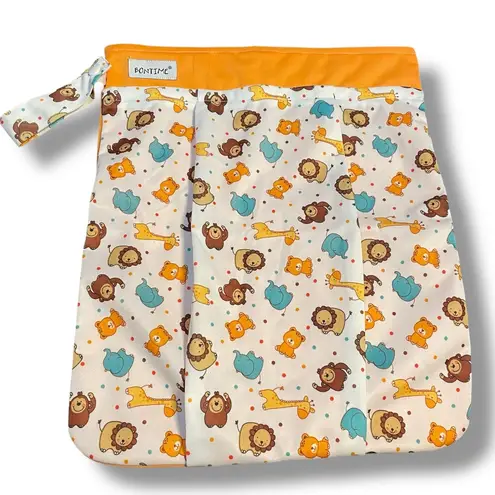 Bontime Wet Bag Diapers Laundry Swim Suit Pouch Stroller Double Zip Expandable Orange