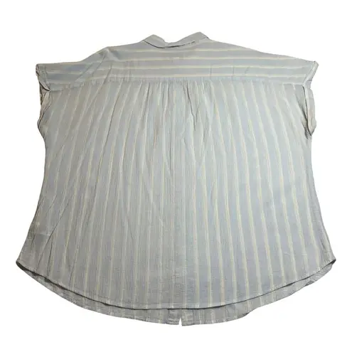 Ava & Viv  Stripe Short Sleeve Button Up Shirt Size 2X Cotton Lightweight Coastal - Image 2