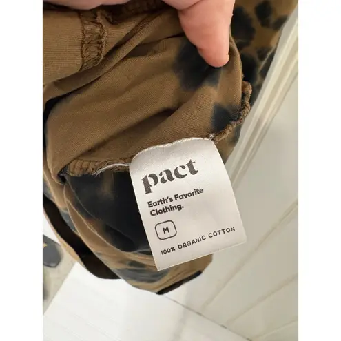 Pact Tie Front T Shirt Dress Brown Black Tie Dye Organic Cotton Midi M Size M