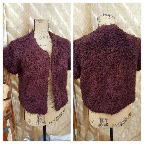 Anne Klein Ann Taylor Fuzzy Jacket Short Sleeves NWT