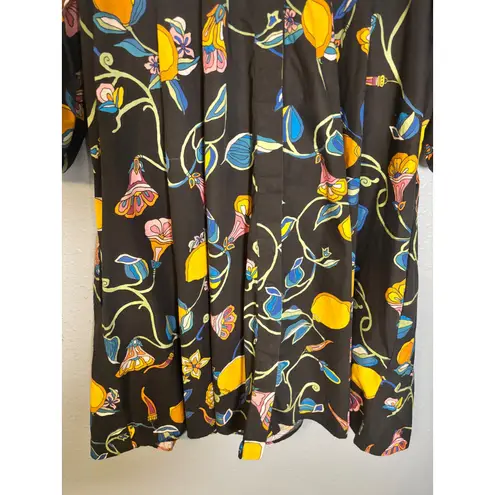 La DoubleJ Sunburst Mini Dress in Borboni Print Size Small Black