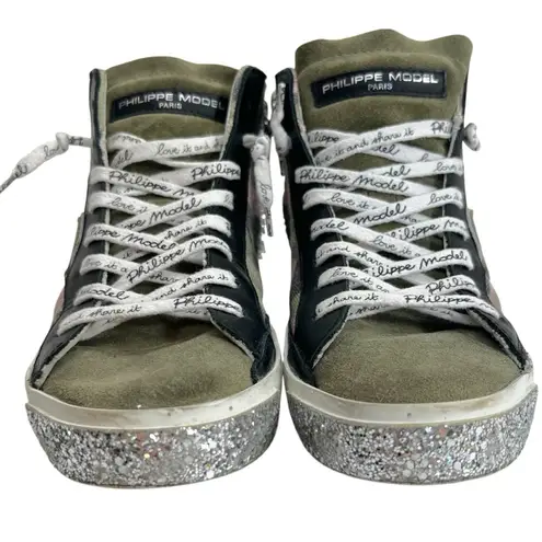 Philippe Model PRSX High Sneaker in Camouflage Military Fuschia Green Size 6 - Image 16