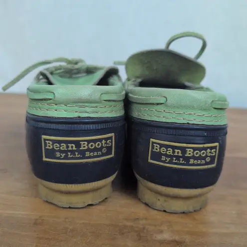 LL Bean Women's Bean Boots, Rubber Mocs with Leather Green Uppers 7M Blue Size 7