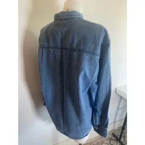 Faded Glory Vintage 90’s Denim Shirt‎ Long sleeve Handmade Patchwork Embroidered 0200