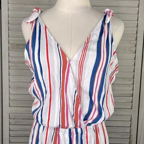Hawaiian Tropic Sleeveless Beach Coverup/Romper White/Multi Stripe-Large