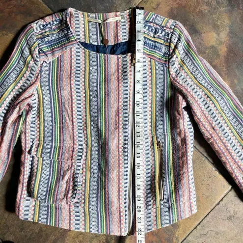 Twelfth Street By Cynthia Vincent Multicolored Knit Cropped Jacket Size 6 White