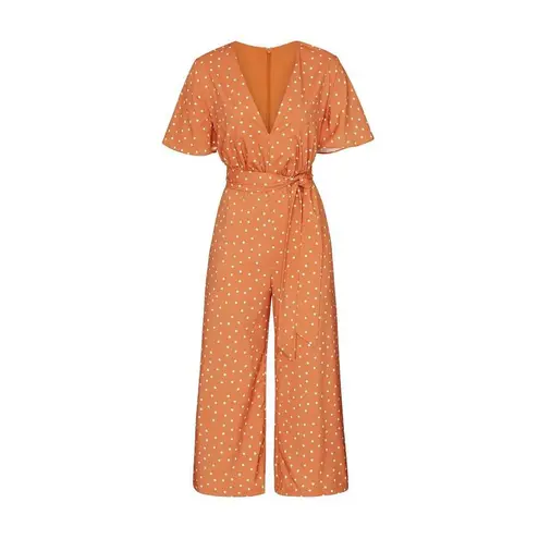 Stylestalker Laurel Jumpsuit Women's XS Orange Cropped Flared Leg V-Neck RTR