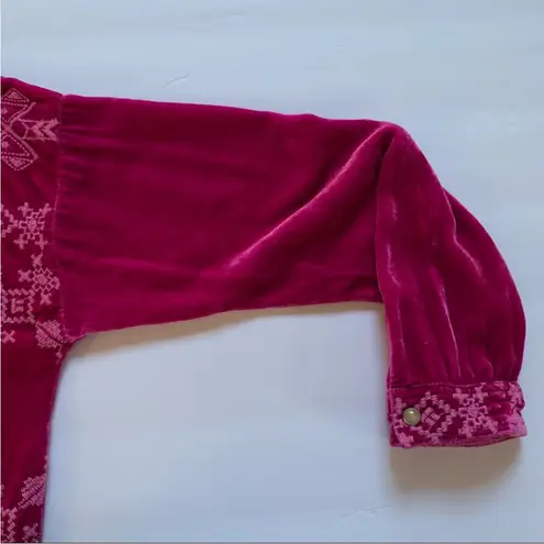 Johnny Was Embroidered Ellen Oversized Velvet Tunic Top XS