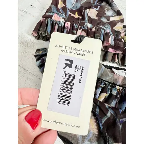 NWT Underprotection Nikoline Ruffle Trim Bra & Briefs Set Blue Floral Women's S