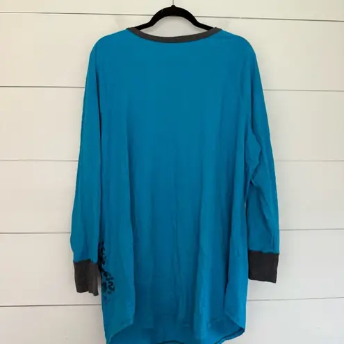 Cacique Women’s 22/24 Blue Leopard Sleep Gown Night Gown Pajama Plus Size