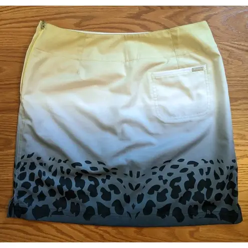 Lija Mini Skort Women Sz 6 Ombre Leopard Print Moisture Wick Golf Performance Yellow